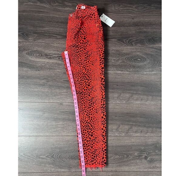 RE/DONE HR Ankle Crop Jeans, Spotted Animal Cheetah in Flame, Size 26. NWT! - Picture 13 of 16